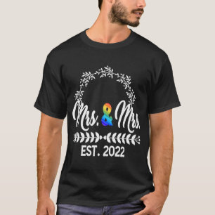 LGBTQ Lesbian Wedding Mrs and Mrs Est 2022 Wedding T-Shirt