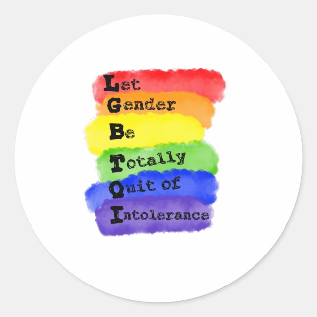 LGBTQ -Let Gender Be Quit Of Intolerance Classic Round Sticker (Front)