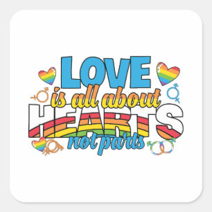 LGBTQ - Love Is All About Hearts Square Sticker