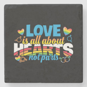 LGBTQ - Love Is All About Hearts Stone Coaster