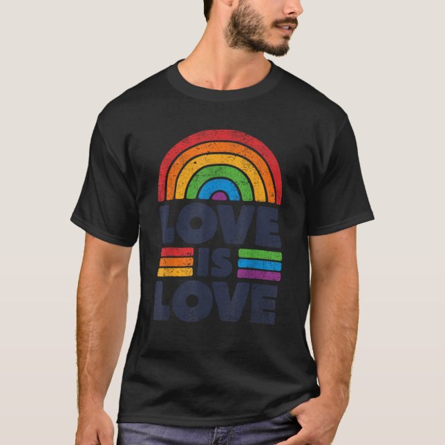 LGBTQ Love Is Love Gay Pride LGBT Ally Rainbow Fla T-Shirt (Front)