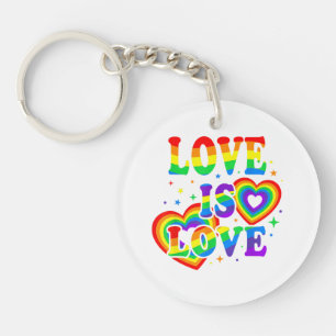 LGBTQ Love is Love Gay Pride LGBT Rainbow Flag Key Ring