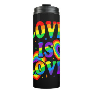 LGBTQ Love is Love Gay Pride LGBT Rainbow Flag Thermal Tumbler
