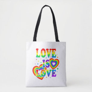 LGBTQ Love is Love Gay Pride LGBT Rainbow Flag Tote Bag