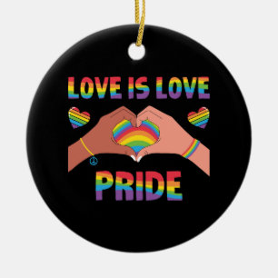 LGBTQ - Love Is Love - Pride Ceramic Ornament