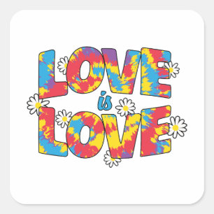 LGBTQ - Love Is Love - Rainbow Colour Square Sticker