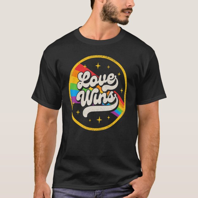 Lgbtq Love Wins Gay Pride Lgbt Ally Rainbow Flag V T-Shirt (Front)