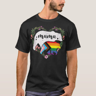 Lgbtq Mama Bear Progress Pride Flag Gay Equal Righ T-Shirt