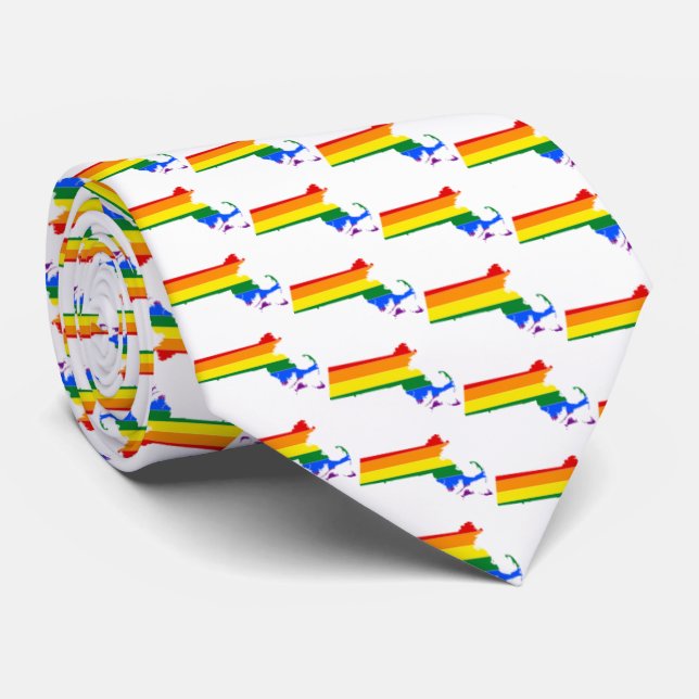 LGBTQ MASSACHUSETTS PRIDE TIE (Rolled)