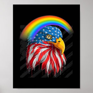 LGBTQ Memorial Day American Flag Rainbow Poster