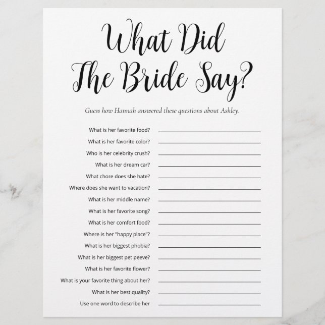 LGBTQ Modern 2 Sided Bridal Shower Games Flyer (Front)