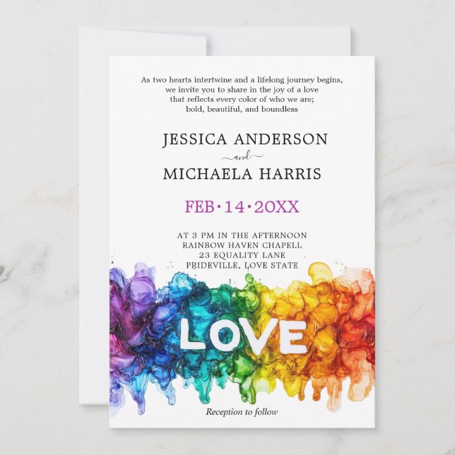 🌈 🐦 LGBTQ Painted With Love wedding  Invitation (Front)