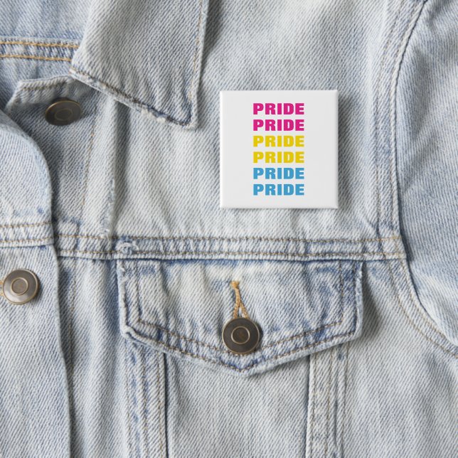 LGBTQ Pansexual Pride Customisable Repeated Text 15 Cm Square Badge (In Situ)