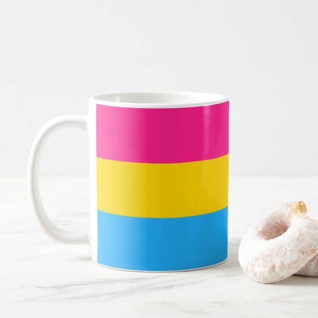 LGBTQ Pansexual Pride Flag Coffee Mug (With Donut)
