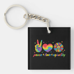 LGBTQ - Peace, Love, Equality Key Ring