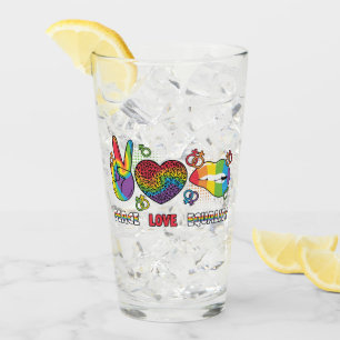 LGBTQ - Peace, Love, Equality - Rainbow Colours Glass