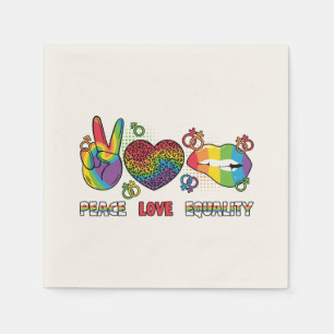 LGBTQ - Peace, Love, Equality - Rainbow Colours Napkin