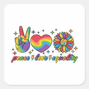LGBTQ - Peace, Love, Equality Square Sticker
