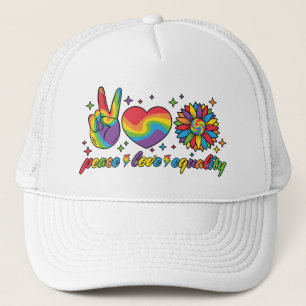 LGBTQ - Peace, Love, Equality Trucker Hat