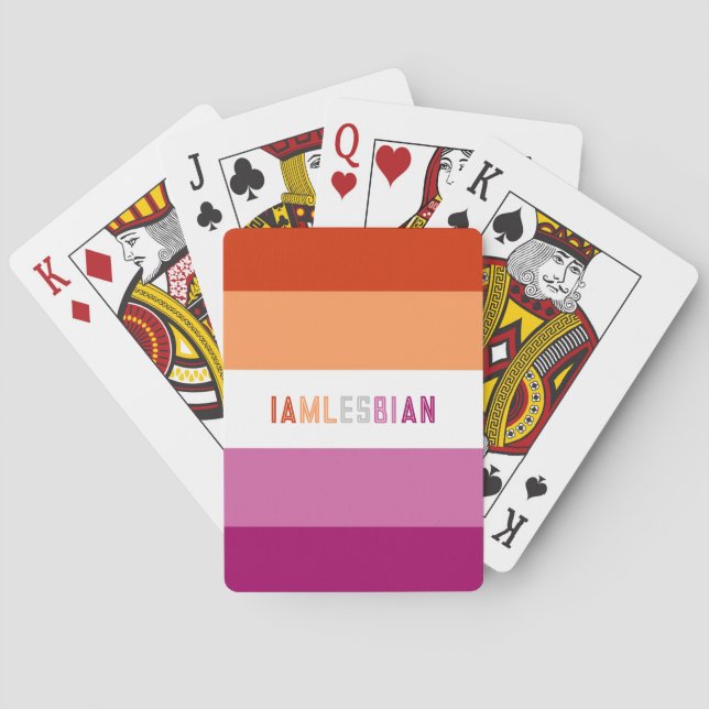 LGBTQ Personalised custom Lesbian flag font Playing Cards (Back)