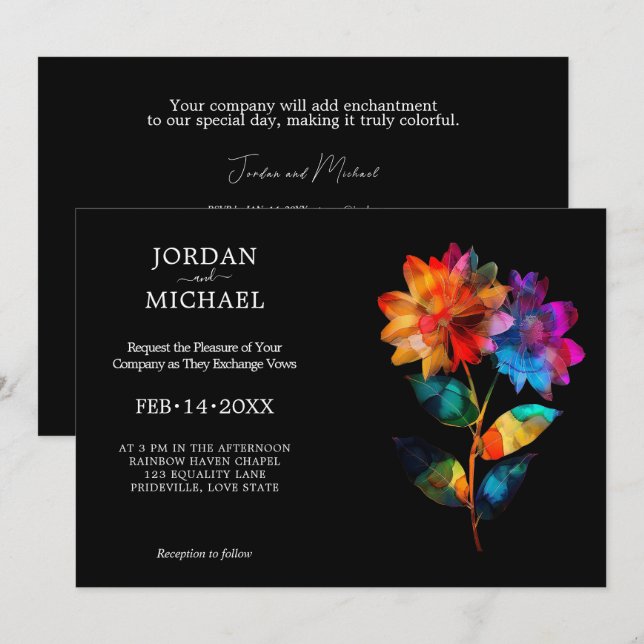 🌈 LGBTQ Petals & Pride  Invitation (Front/Back)