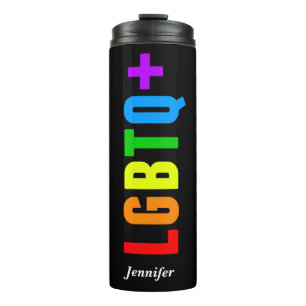 LGBTQ Plus Rainbow Gay Pride Acronym Monogram Thermal Tumbler
