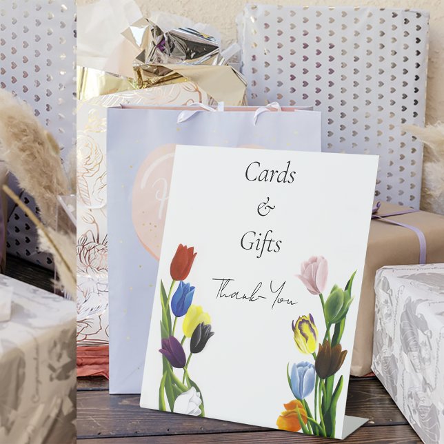 LGBTQ plus Tulips Flowers Cards & Gifts Pedestal Sign (Creator Uploaded)