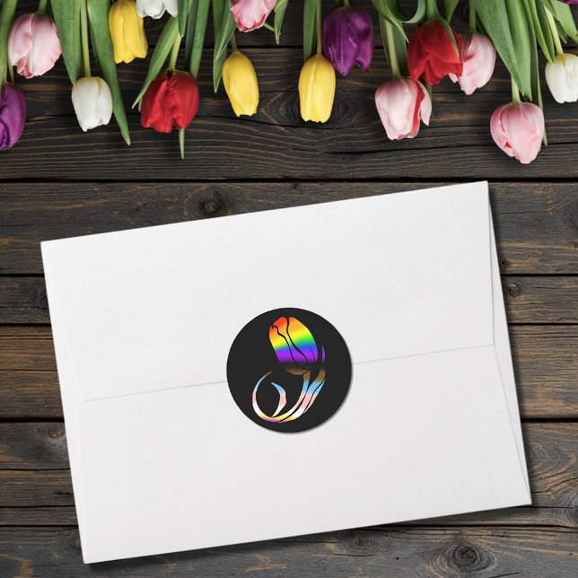 LGBTQ plus Tulips Flowers Classic Round Sticker (Creator Uploaded)