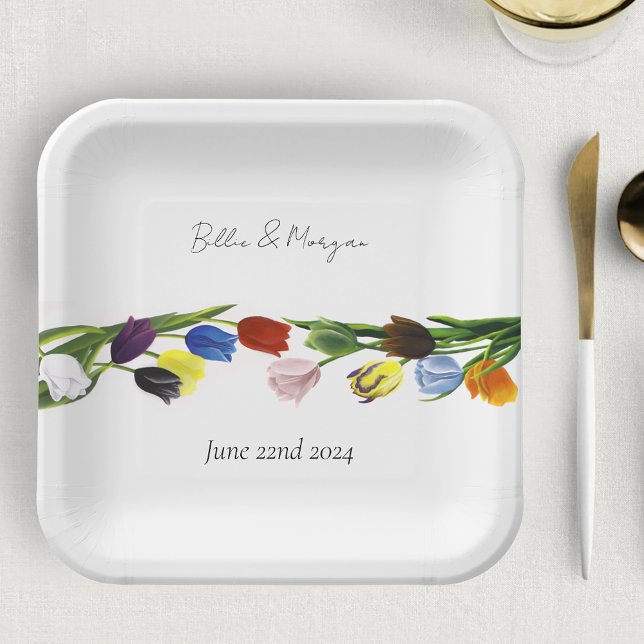 LGBTQ plus Tulips Flowers Paper Plate (Creator Uploaded)