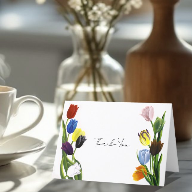 LGBTQ plus Tulips Flowers Thank You Card (Creator Uploaded)