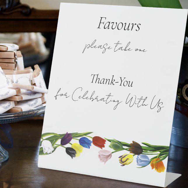 LGBTQ plus Tulips Flowers Wedding Favours Pedestal Sign (Creator Uploaded)