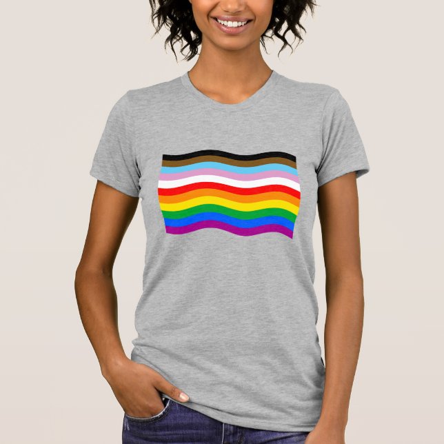 LGBTQ POC Pride Waving Flag T-Shirt (Front)