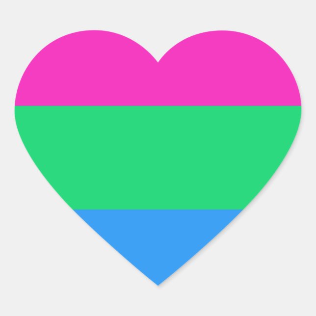 LGBTQ Polysexual Pride Flag Heart Sticker (Front)