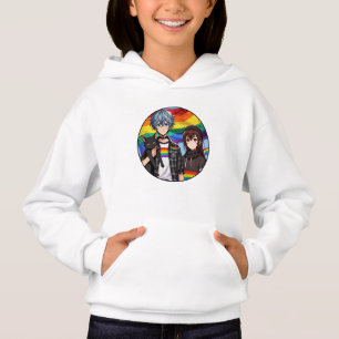 LGBTQ+ Pride Anime Boy and Girl and Black Cat