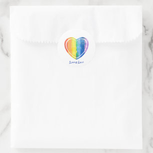 LGBTQ Pride Artistic Pastel Rainbow Heart  Classic Round Sticker