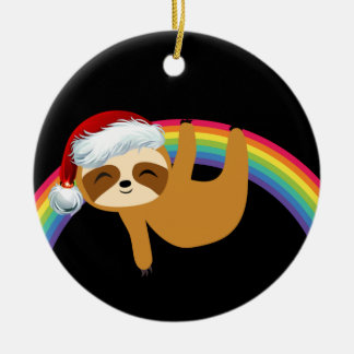 Lgbtq Pride Christmas Sloth Ceramic Ornament