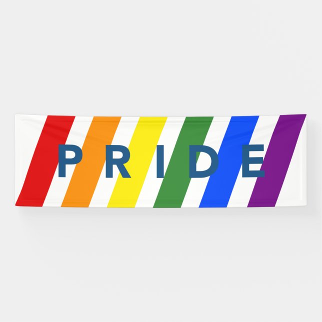 LGBTQ PRIDE Diagonal Rainbow Stripes Banner (Horizontal)