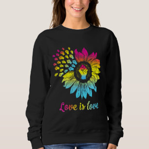 Lgbtq Pride Flag Pansexual Raised Fist Sunflower G Sweatshirt