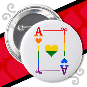 LGBTQ Pride Flag Playing Cards Ace Card Ace Hearts 6 Cm Round Badge