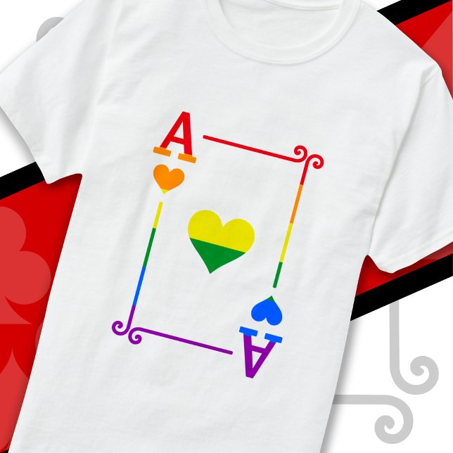 LGBTQ Pride Flag Playing Cards Ace Card Ace Hearts T-Shirt (Creator Uploaded)