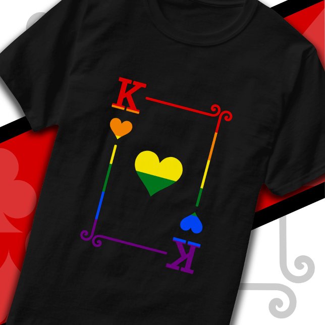 LGBTQ Pride Flag Playing Cards King Card Hearts T-Shirt (Creator Uploaded)