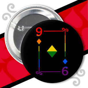 LGBTQ Pride Flag Playing Cards Nine Card 9 Diamond 6 Cm Round Badge