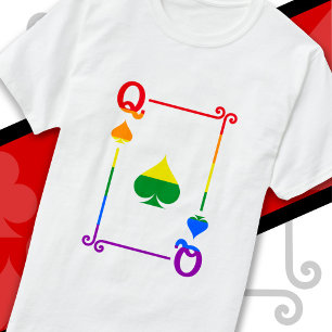 LGBTQ Pride Flag Playing Cards Queen Card Spades T-Shirt
