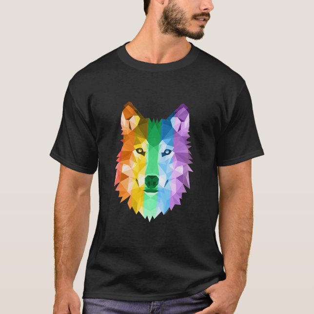 LGBTQ Pride Flag Wolf Tee  (Front)