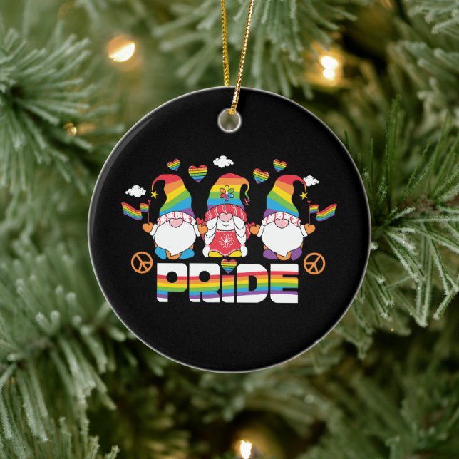 LGBTQ - Pride - Garden Gnome - Rainbow Colour Ceramic Ornament (Tree)