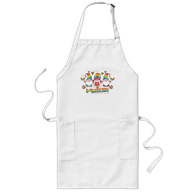 LGBTQ - Pride - Garden Gnome - Rainbow Colour Long Apron (Front)
