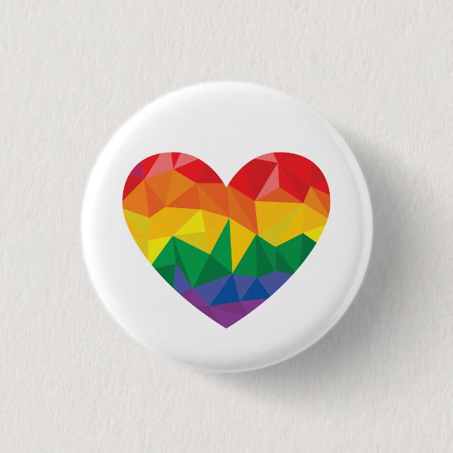 LGBTQ+ Pride Geometric Heart Rainbow 3 Cm Round Badge (Front)