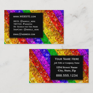 LGBTQ Pride Glitter Rainbow MakeUp Artist Bling Business Card