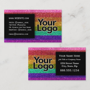 LGBTQ Pride Glitter Rainbow MakeUp Artist Logo     Business Card