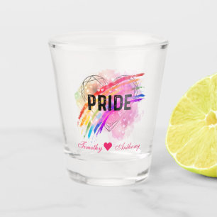 LGBTQ Pride Heart Diamond Rainbow Colours Shot G Glass